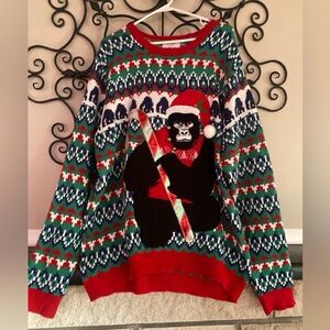 Holiday Time Gorilla Christmas Sweater - Red, Green, Blue